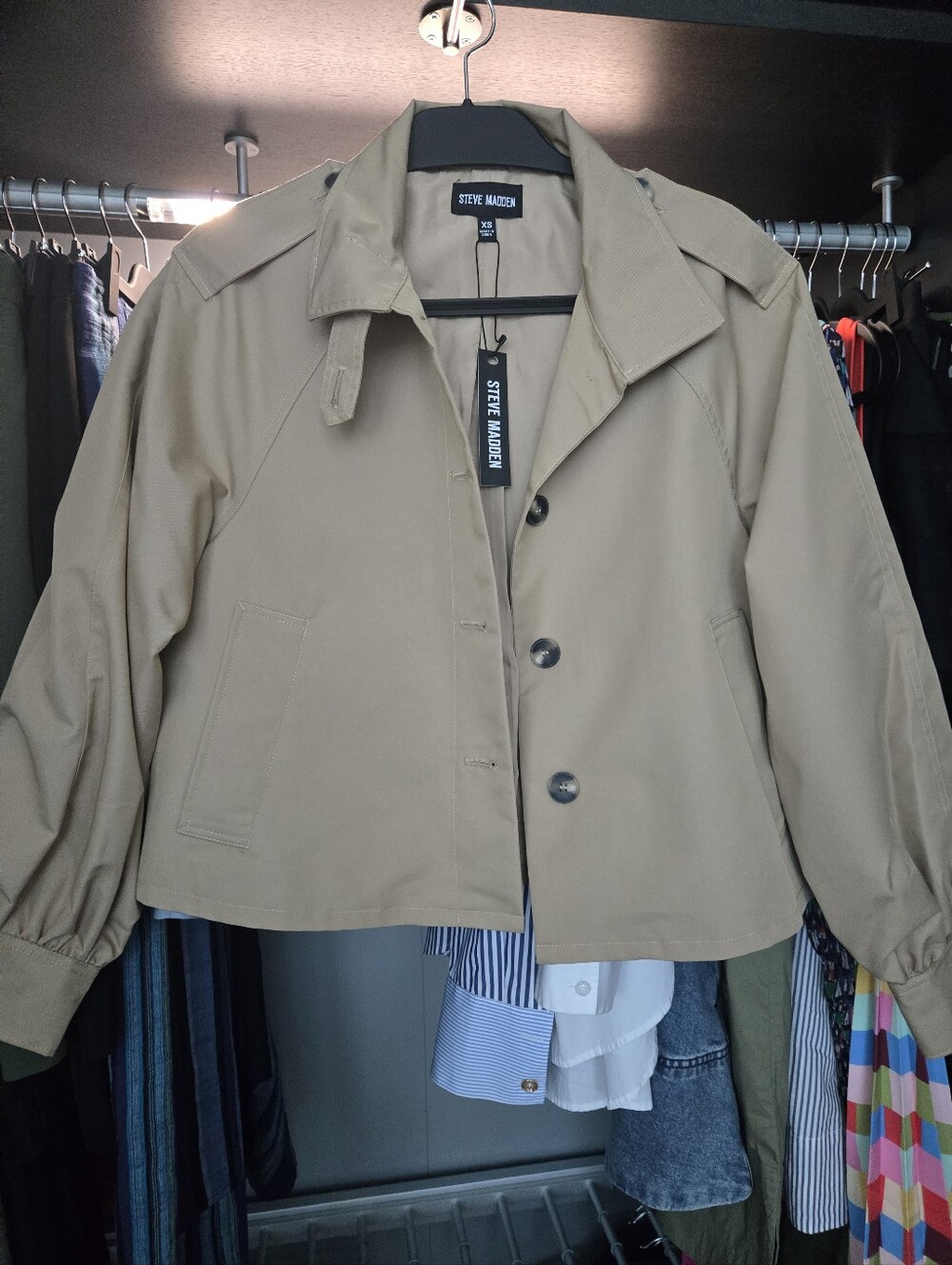Steve Madden Cropped Tan Trench Coat